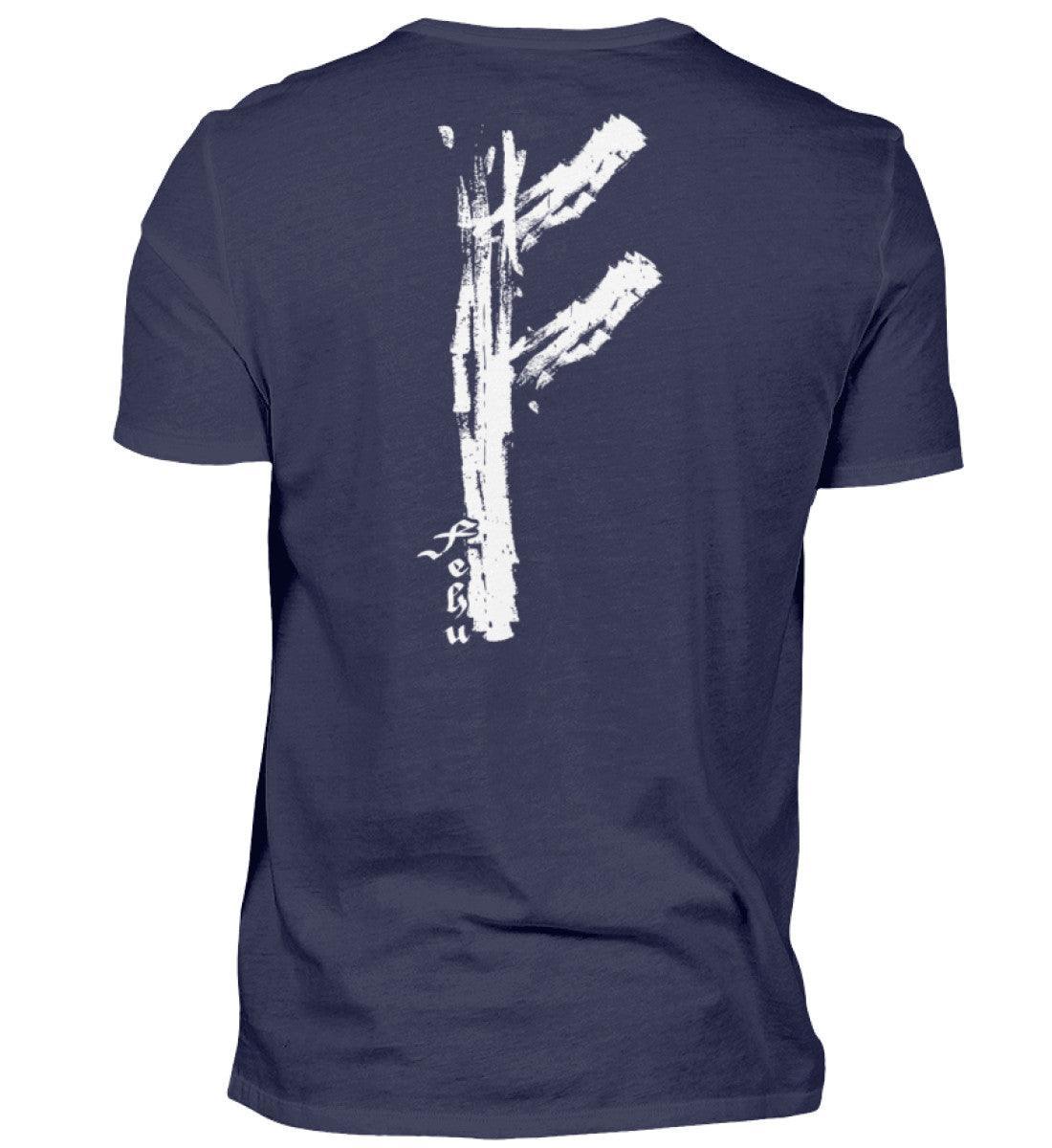Wikinger Fehu Rune Backprint T-Shirt – Symbol für Wohlstand und Energie - Nordic Viking Wear