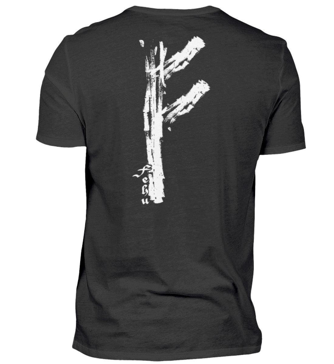 Wikinger Fehu Rune Backprint T-Shirt – Symbol für Wohlstand und Energie - Nordic Viking Wear