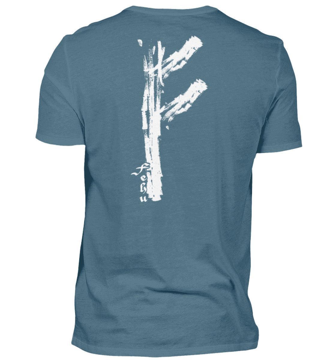 Wikinger Fehu Rune Backprint T-Shirt – Symbol für Wohlstand und Energie - Nordic Viking Wear