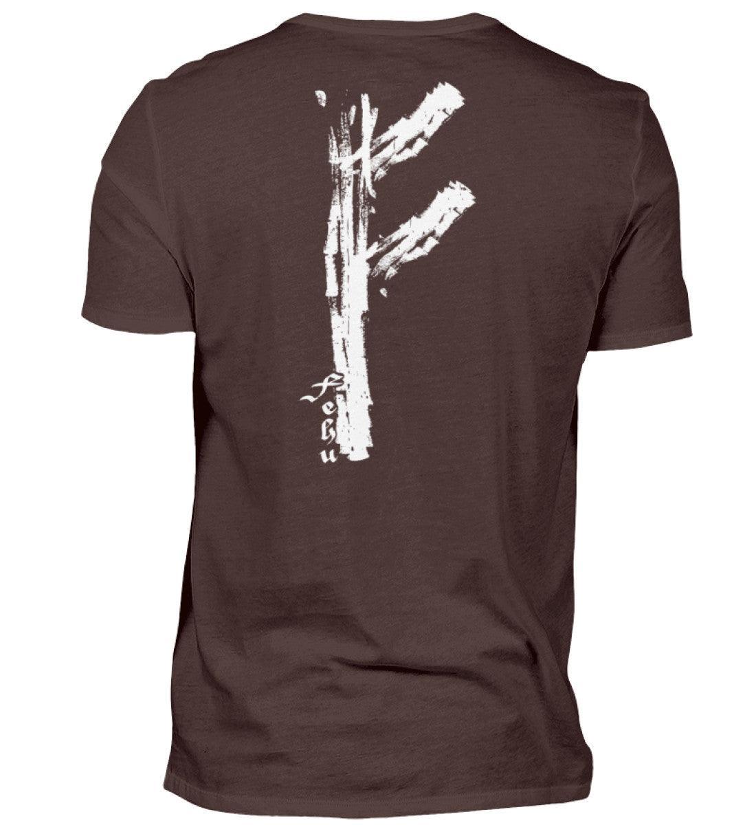 Wikinger Fehu Rune Backprint T-Shirt – Symbol für Wohlstand und Energie - Nordic Viking Wear