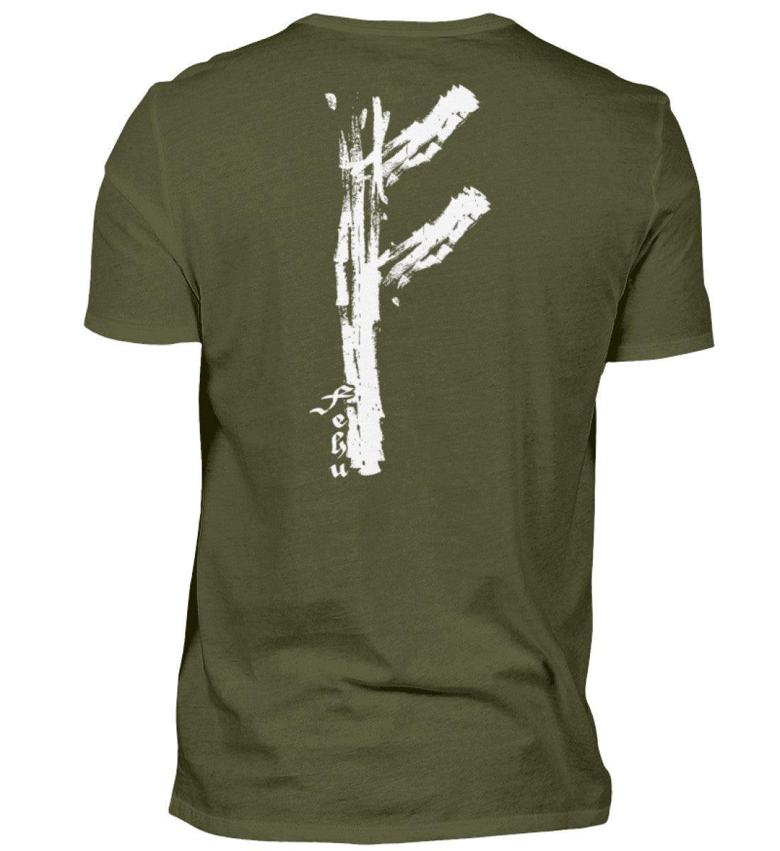 Wikinger Fehu Rune Backprint T-Shirt – Symbol für Wohlstand und Energie - Nordic Viking Wear