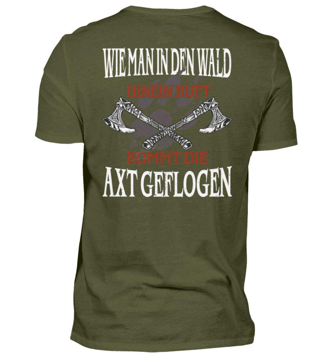 Wikinger T-Shirt – "Wie man in den Wald hineinruft, kommt die Axt geflogen" - Nordic Viking Wear
