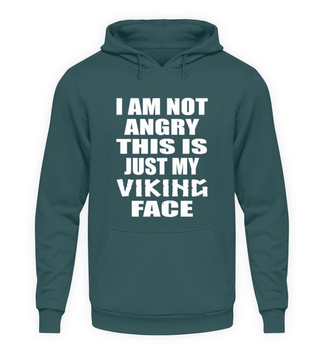 Wikinger Hoodie- 'Nicht wütend, nur mein Wikinger-Gesicht' - Lustiger Statement-Hoodie - Nordic Viking Wear