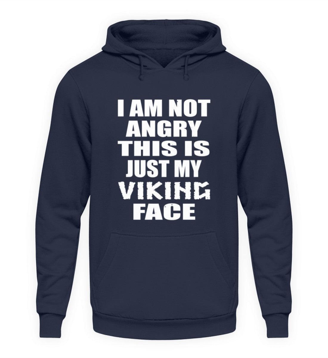 Wikinger Hoodie- 'Nicht wütend, nur mein Wikinger-Gesicht' - Lustiger Statement-Hoodie - Nordic Viking Wear
