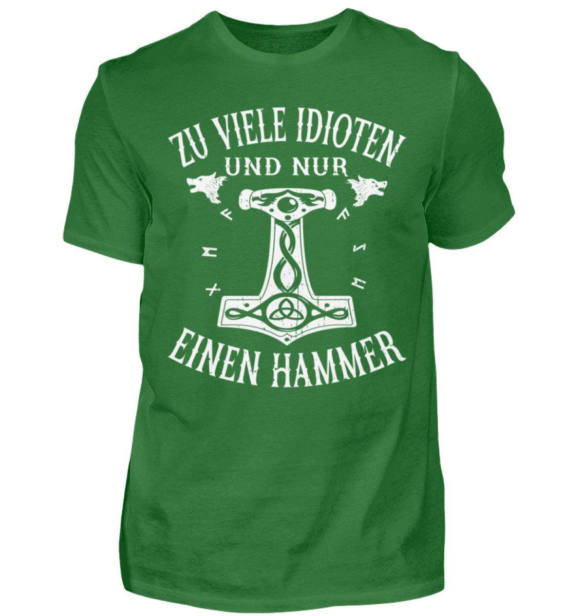 Lustiges Wikinger T-Shirt "Zu viele Idioten und nur einen Hammer" - Nordic Viking Wear