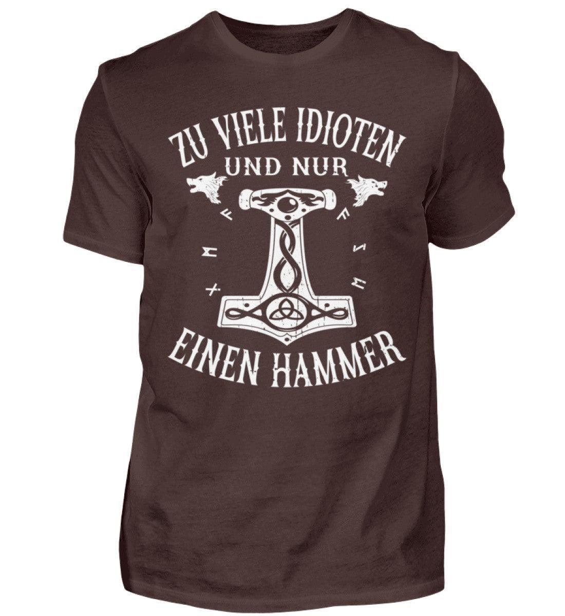 Lustiges Wikinger T-Shirt "Zu viele Idioten und nur einen Hammer" - Nordic Viking Wear
