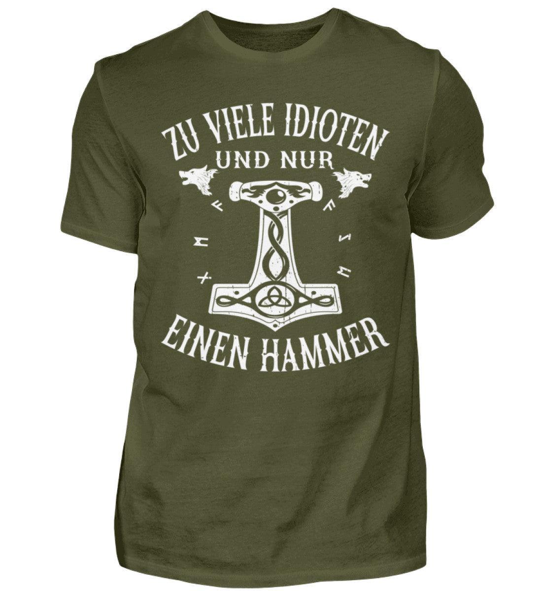 Lustiges Wikinger T-Shirt "Zu viele Idioten und nur einen Hammer" - Nordic Viking Wear