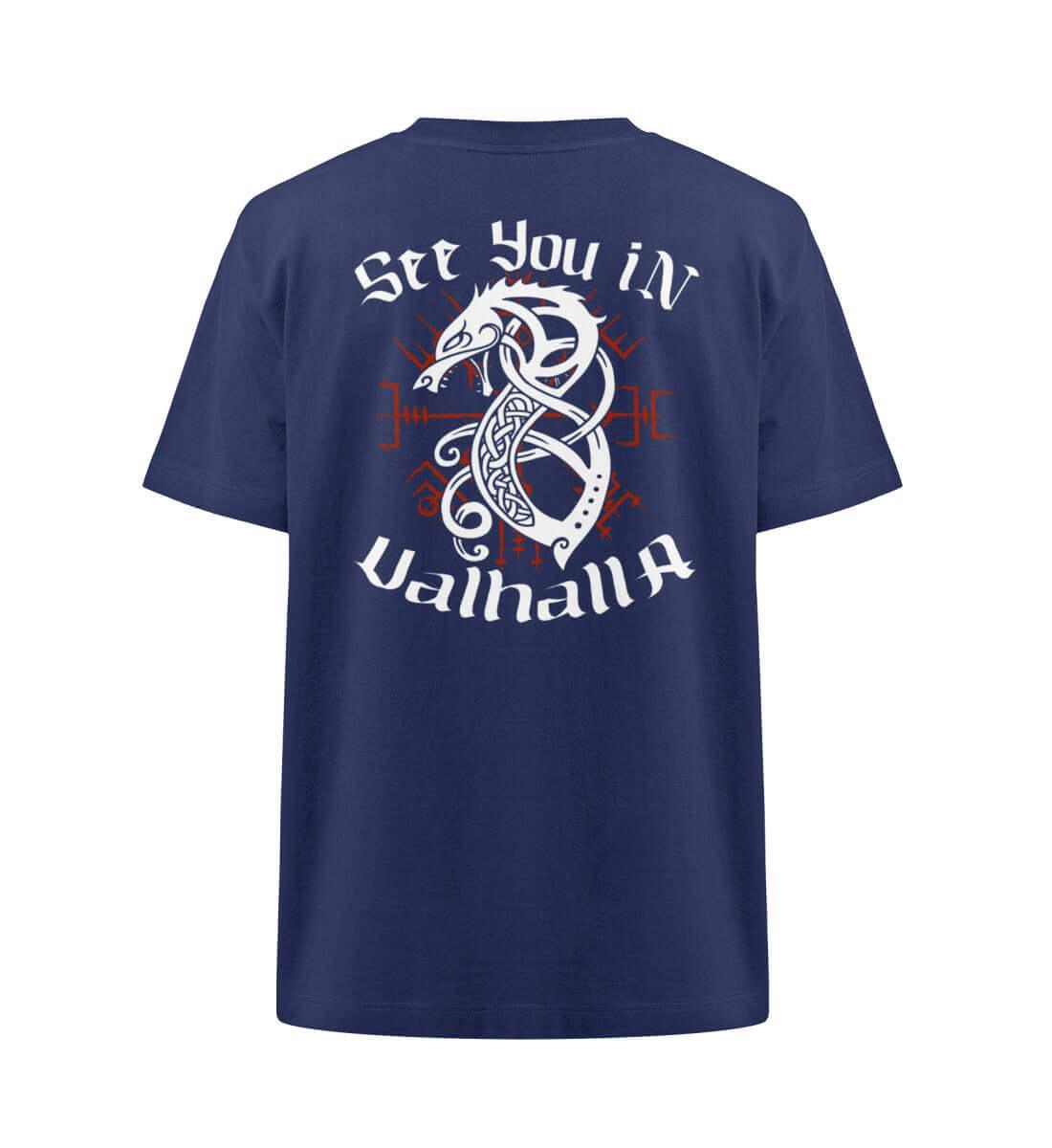 Wikinger Wolf Backprint Heavy Oversized Shirt "See You in Valhalla" - Nordic Viking Wear