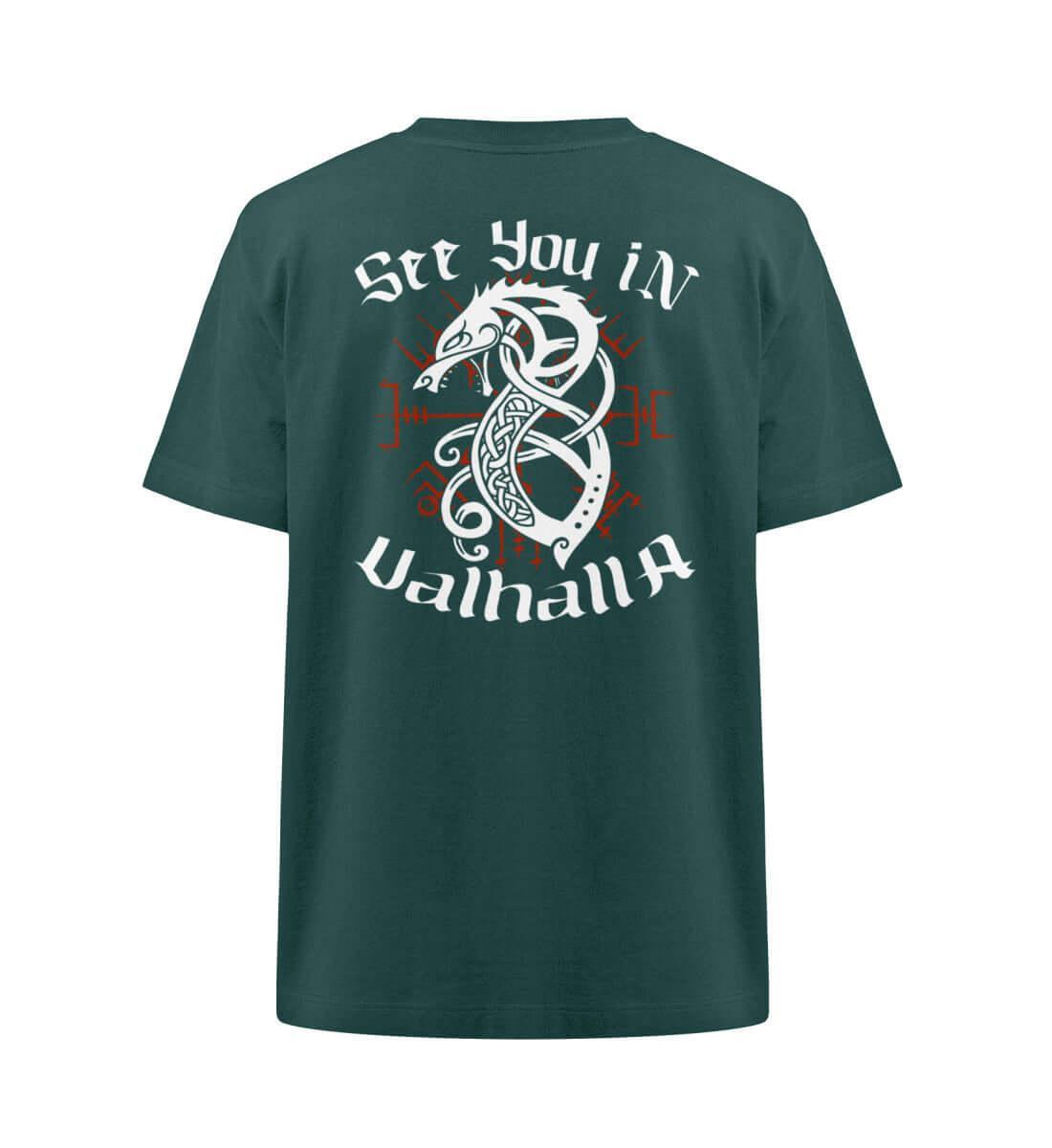 Wikinger Wolf Backprint Heavy Oversized Shirt "See You in Valhalla" - Nordic Viking Wear