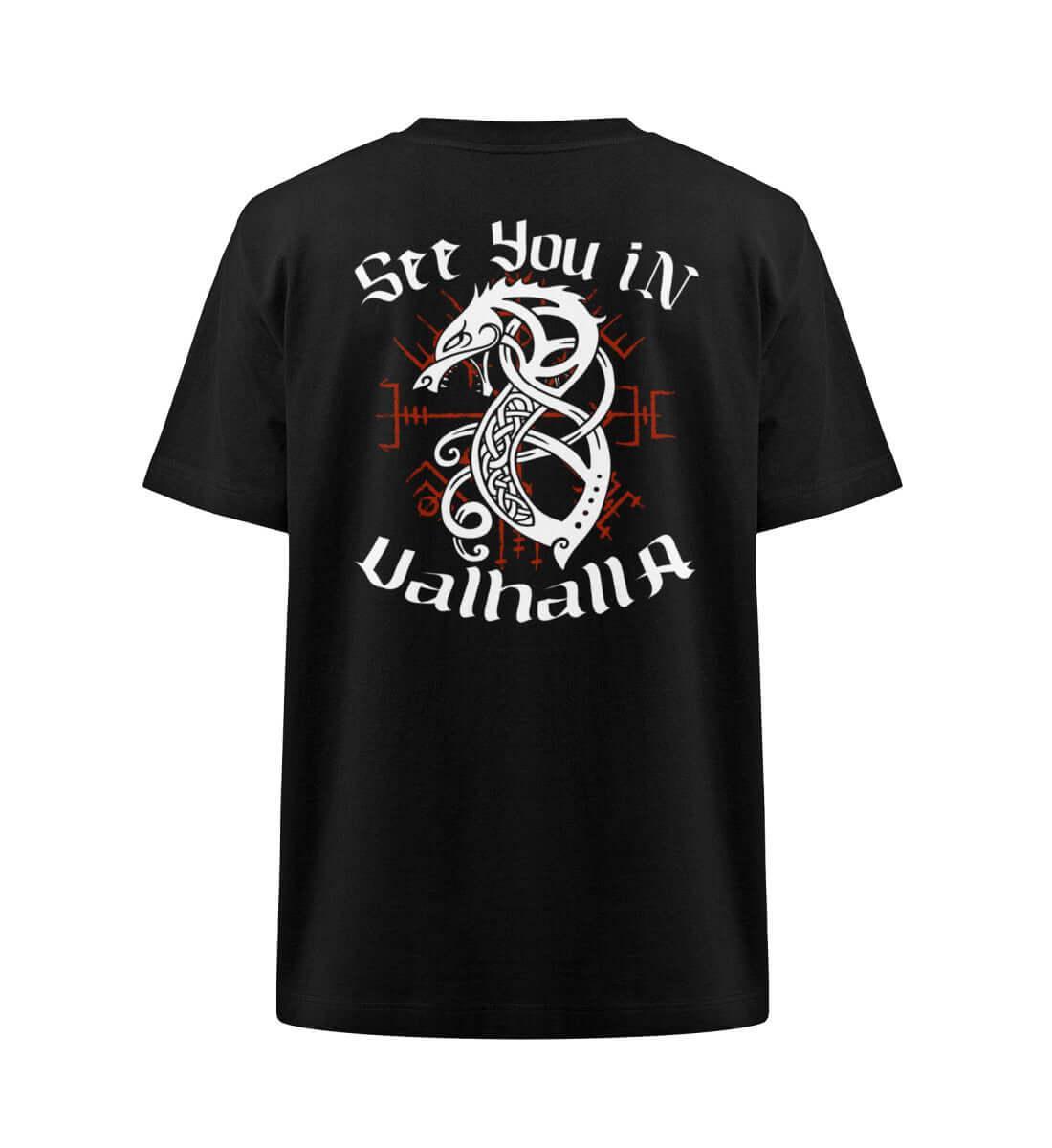 Wikinger Wolf Backprint Heavy Oversized Shirt "See You in Valhalla" - Nordic Viking Wear