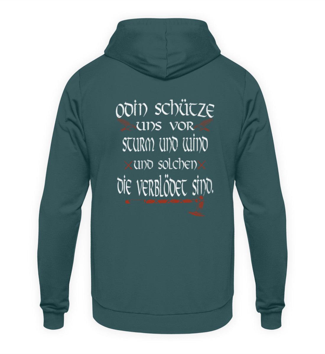 Wikinger Hoodie mit Odin-Spruch – "Odin schütze uns vor Sturm und Wind" – Nordische Geschenkidee - Nordic Viking Wear