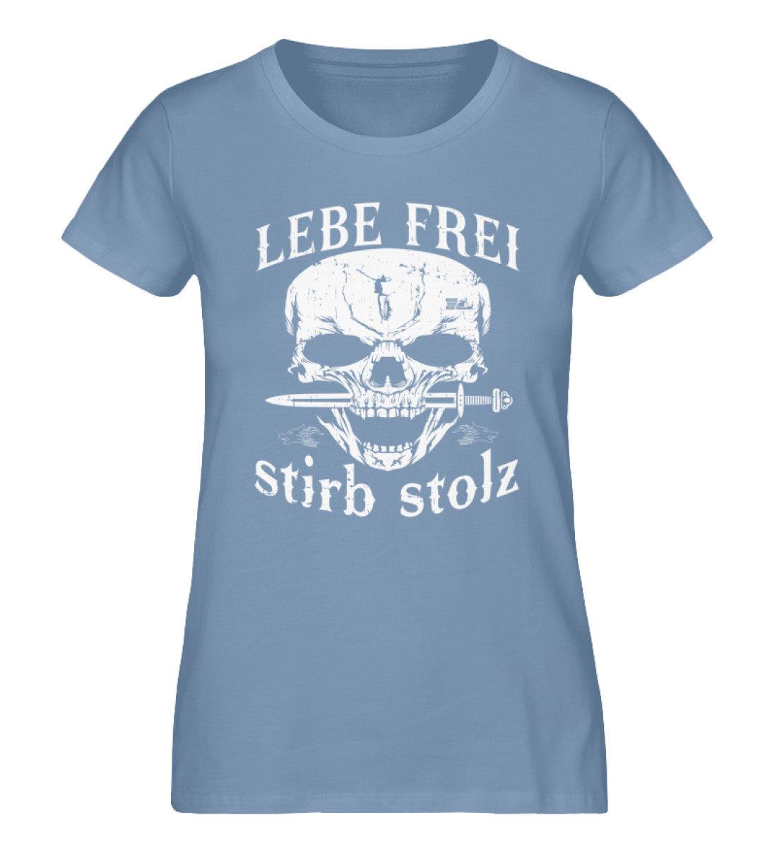 Lebe Frei, Stirb Stolz – Schildmaiden Expresser Shirt mit Totenkopf und Schwert-Design - Nordic Viking Wear