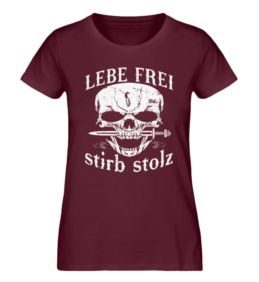 Lebe Frei, Stirb Stolz – Schildmaiden Expresser Shirt mit Totenkopf und Schwert-Design - Nordic Viking Wear