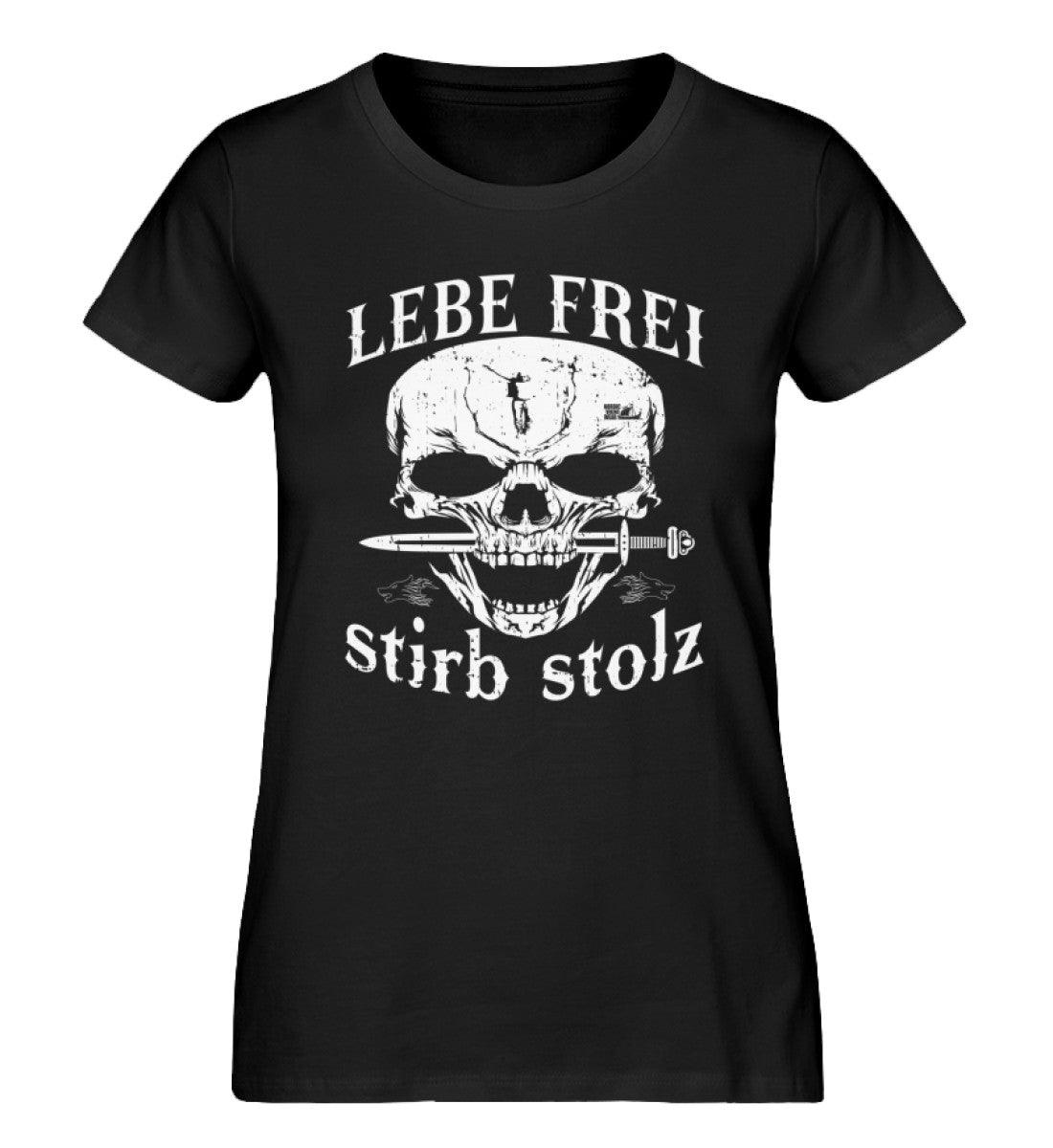 Lebe Frei, Stirb Stolz – Schildmaiden Expresser Shirt mit Totenkopf und Schwert-Design - Nordic Viking Wear
