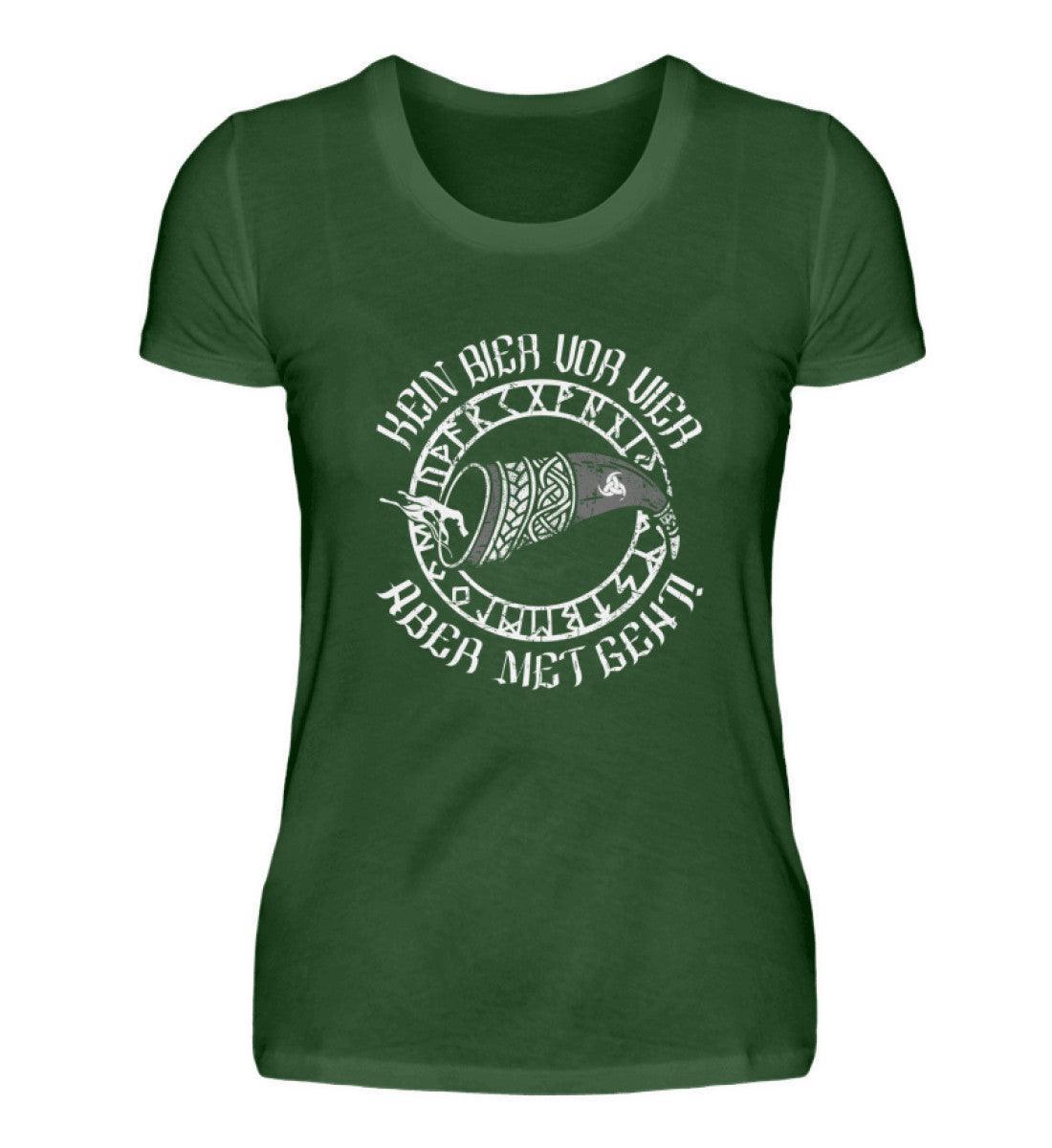 Lustiges Schildmaiden Premiumshirt "Kein Bier vor Vier, aber Met geht!" – Humorvolles Nordisches Trink-Motiv - Nordic Viking Wear