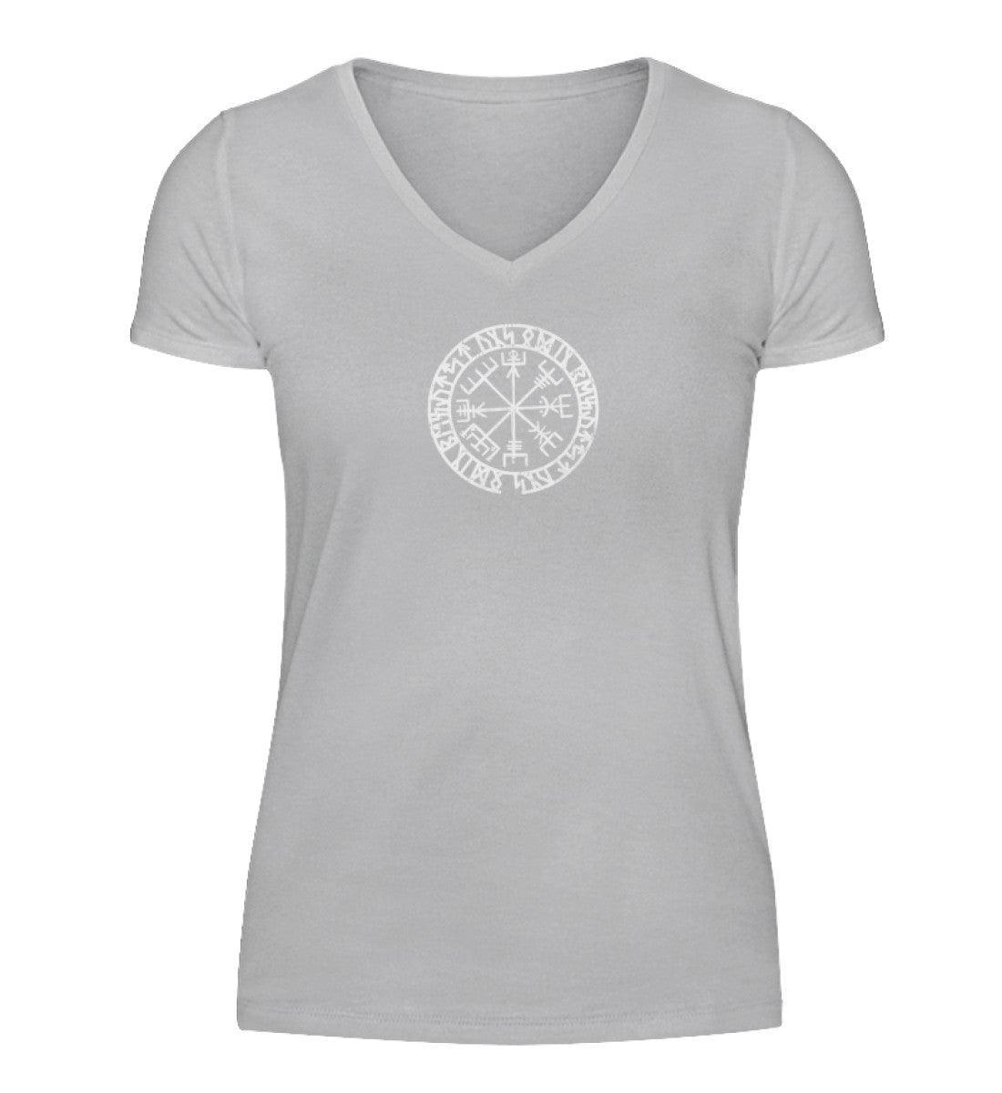 Schildmaiden Vegvisir V-Neck: Runen-Kompass der Reinheit – Zelebrieren Sie Kultur und Mut - Nordic Viking Wear