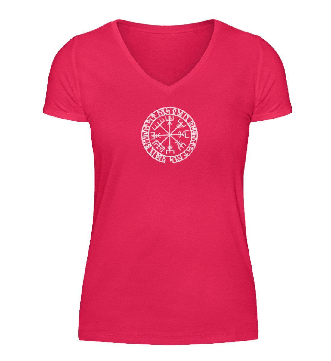 Schildmaiden Vegvisir V-Neck: Runen-Kompass der Reinheit – Zelebrieren Sie Kultur und Mut - Nordic Viking Wear