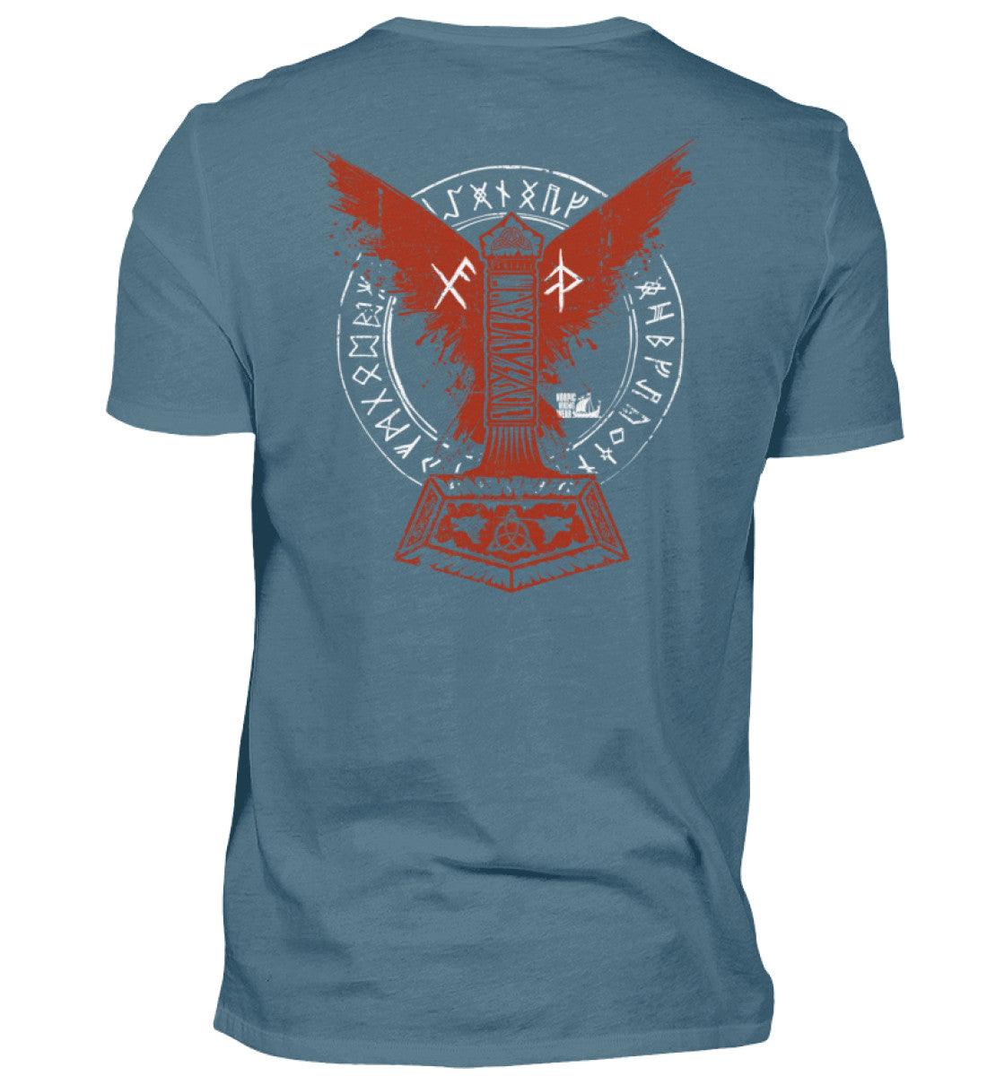 Wikinger T-Shirt – Thors Hammer mit Blutadler und Binde-Runen - Nordic Viking Wear