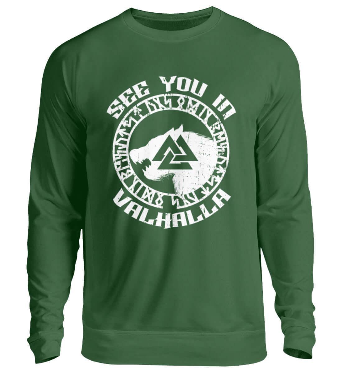 "See You in Valhalla" Wikinger Sweatshirt - Nordischer Krieger Wolf Design - Valhalla Ruf Pullover - Nordic Viking Wear