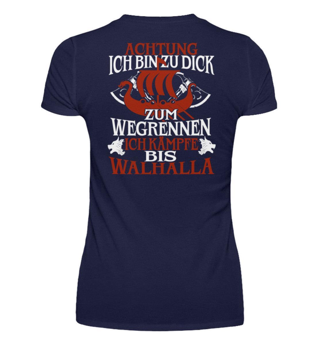 Wikinger-Humor V-Neck – 'Zu Dick Zum Wegrennen, Ich Kämpfe Bis Walhalla' - Nordic Viking Wear