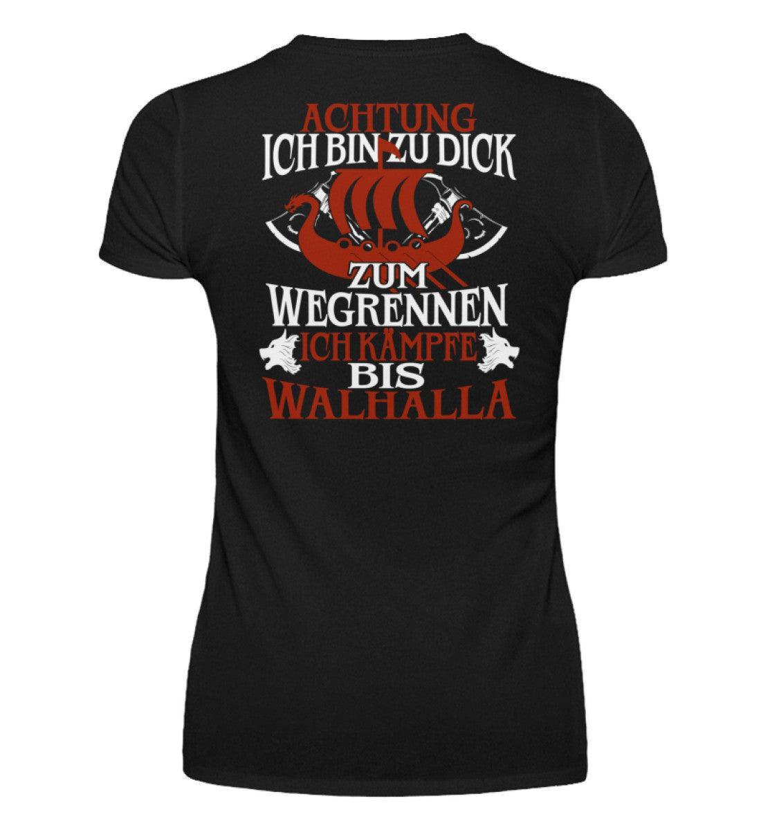 Wikinger-Humor V-Neck – 'Zu Dick Zum Wegrennen, Ich Kämpfe Bis Walhalla' - Nordic Viking Wear
