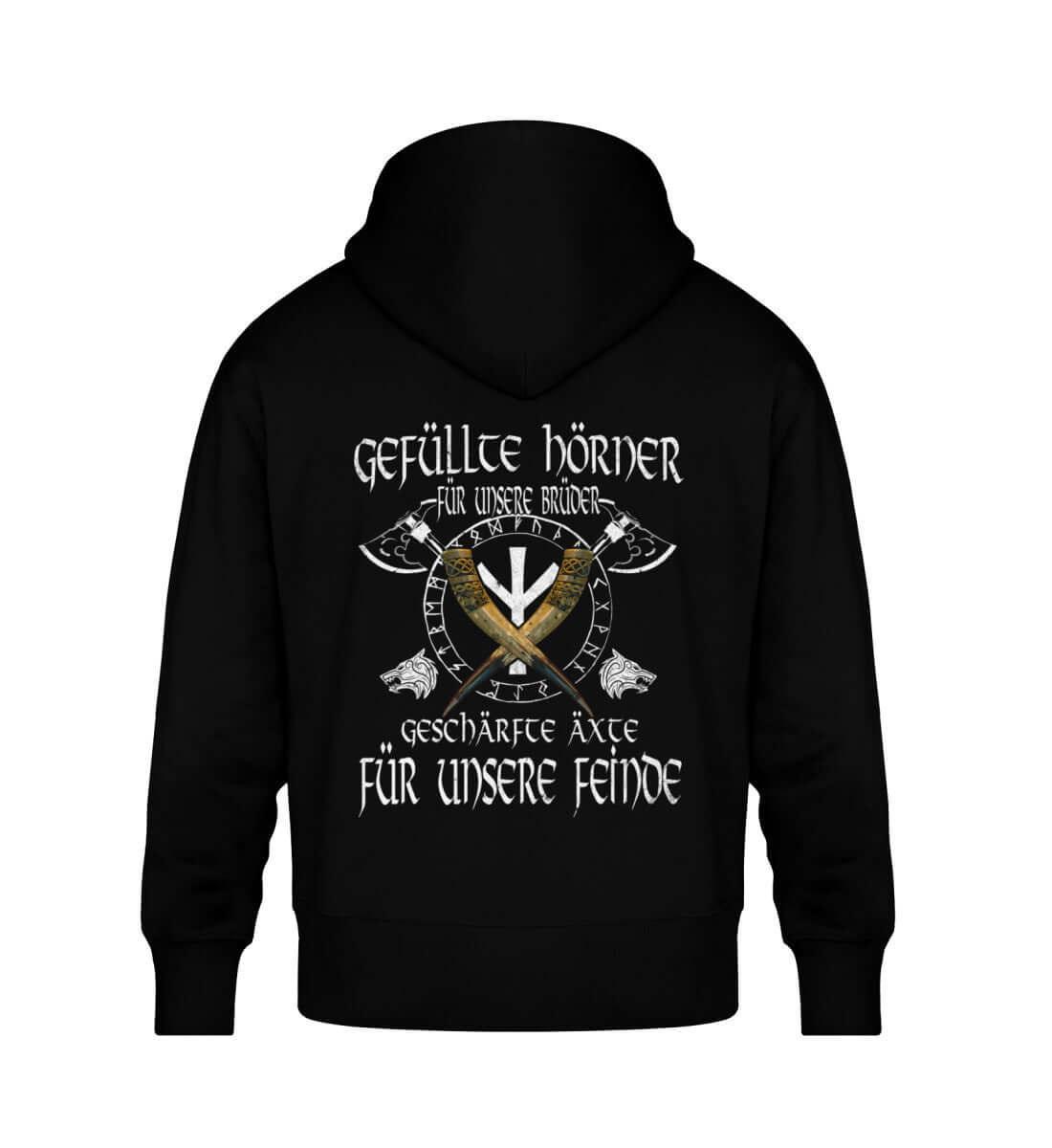 Wikinger Brüderlichkeit Oversized-Hoodie – "Gefüllte Hörner und Geschärfte Äxte" - Nordic Viking Wear