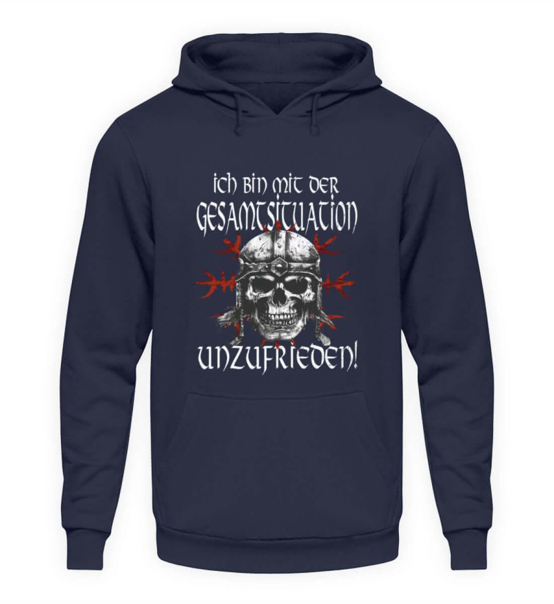 Lustiges Wikinger Hoodie Unzufrieden Skull Helm Of Awe - Unisex Kapuzenpullover Hoodie - Nordic Viking Wear