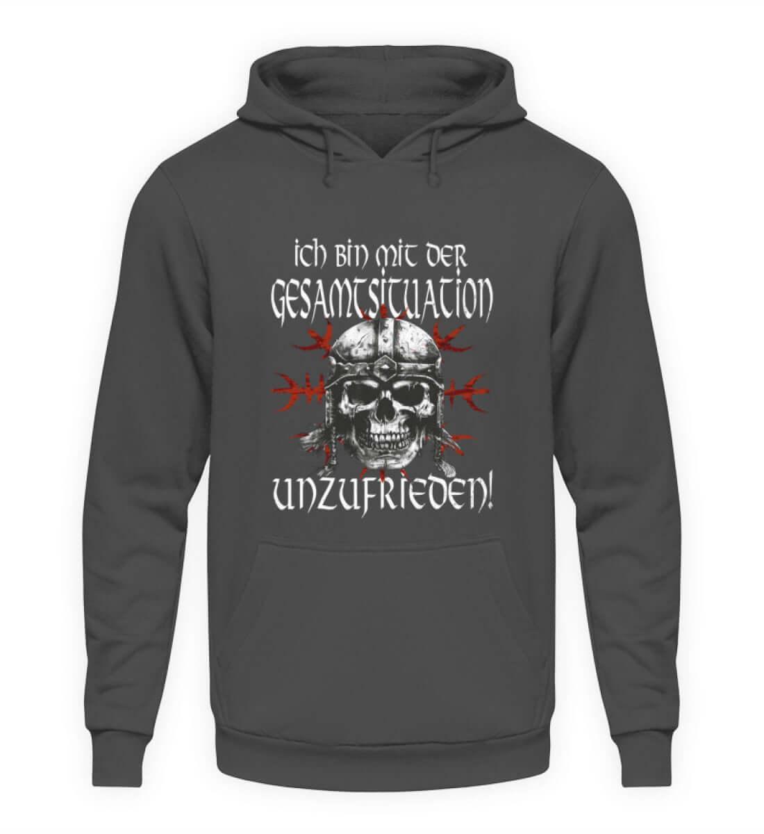 Lustiges Wikinger Hoodie Unzufrieden Skull Helm Of Awe - Unisex Kapuzenpullover Hoodie - Nordic Viking Wear