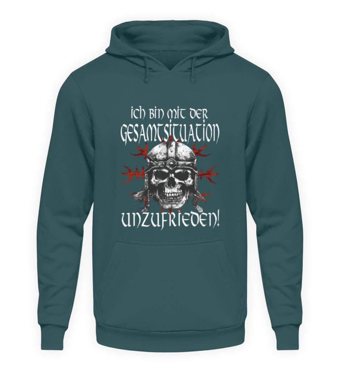Lustiges Wikinger Hoodie Unzufrieden Skull Helm Of Awe - Unisex Kapuzenpullover Hoodie - Nordic Viking Wear