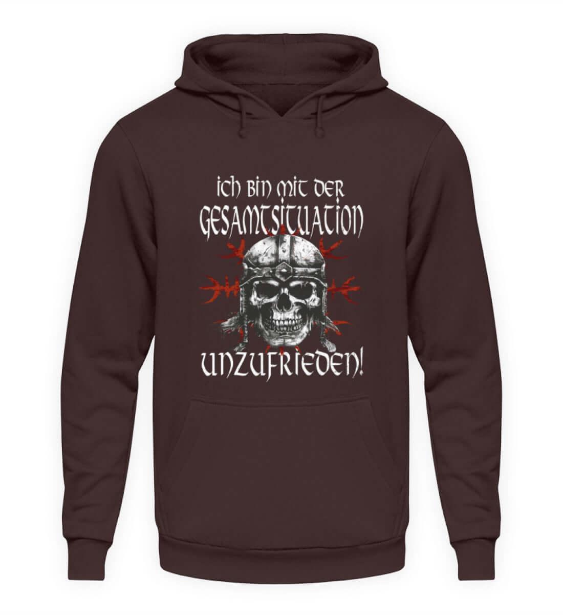 Lustiges Wikinger Hoodie Unzufrieden Skull Helm Of Awe - Unisex Kapuzenpullover Hoodie - Nordic Viking Wear