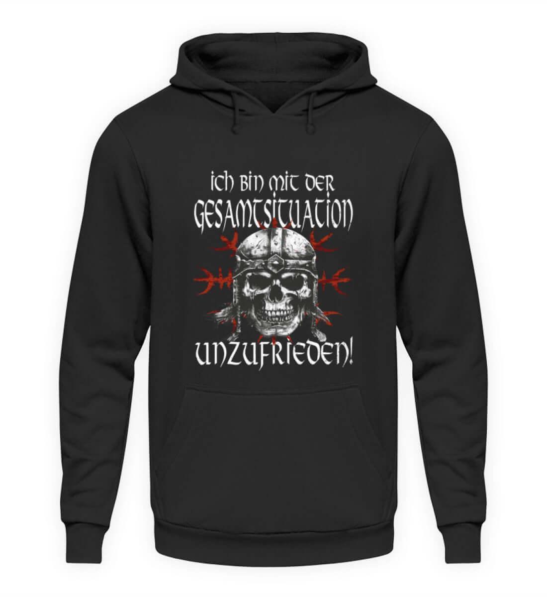 Lustiges Wikinger Hoodie Unzufrieden Skull Helm Of Awe - Unisex Kapuzenpullover Hoodie - Nordic Viking Wear