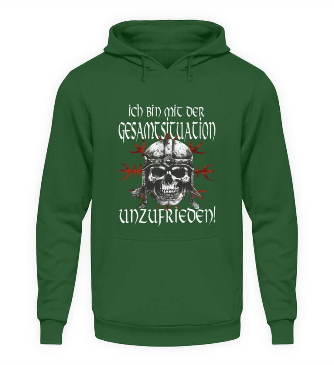 Lustiges Wikinger Hoodie Unzufrieden Skull Helm Of Awe - Unisex Kapuzenpullover Hoodie - Nordic Viking Wear