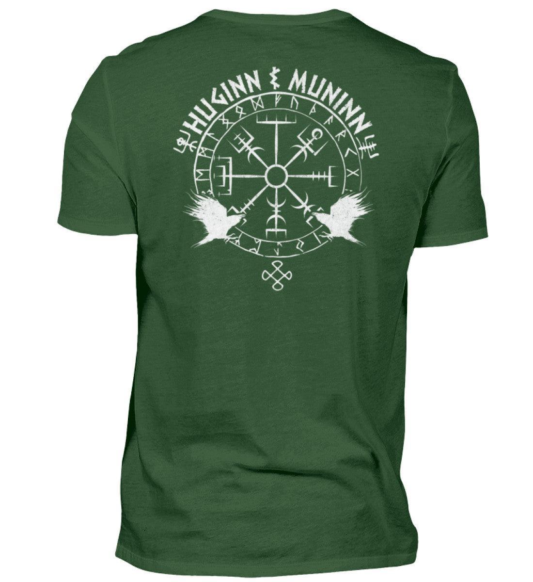 Odins Raben Wikinger Premiumshirt T-Shirt – Huginn und Muninn – Wikinger Runenkreis Tee - Nordic Viking Wear