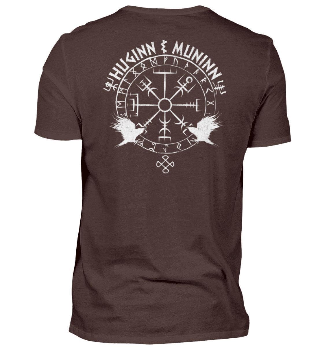 Odins Raben Wikinger Premiumshirt T-Shirt – Huginn und Muninn – Wikinger Runenkreis Tee - Nordic Viking Wear