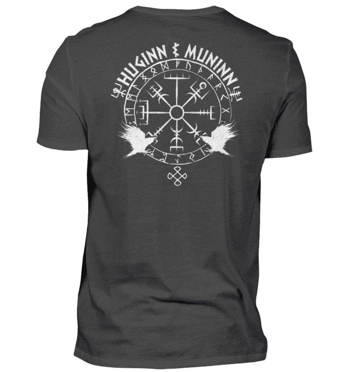 Odins Raben Wikinger Premiumshirt T-Shirt – Huginn und Muninn – Wikinger Runenkreis Tee - Nordic Viking Wear