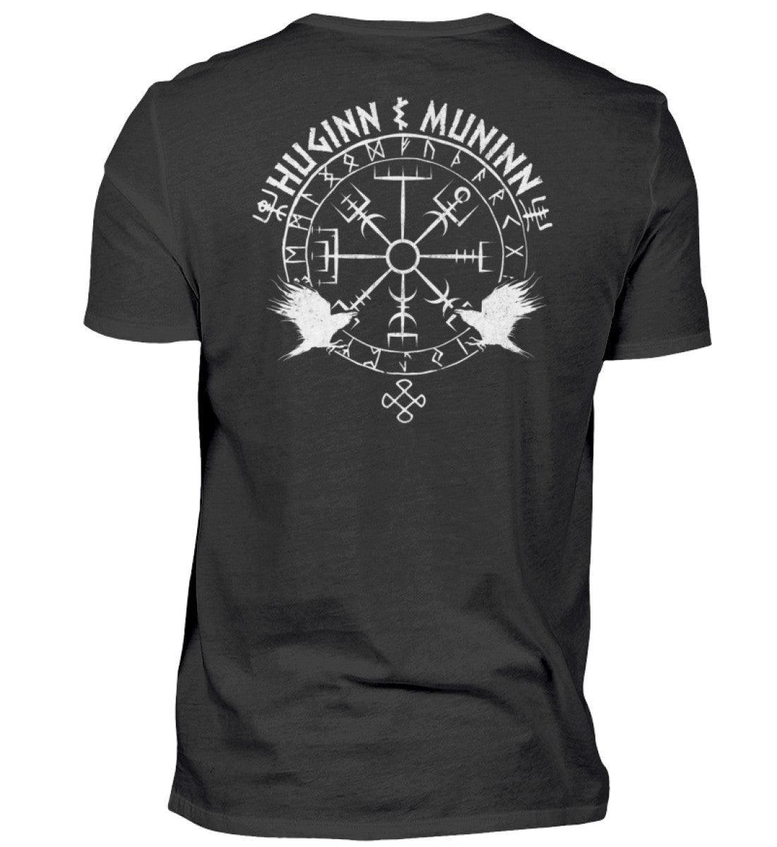 Odins Raben Wikinger Premiumshirt T-Shirt – Huginn und Muninn – Wikinger Runenkreis Tee - Nordic Viking Wear