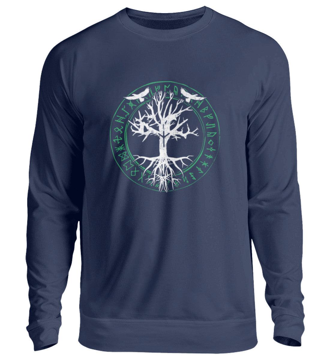 Wikinger Sweatshirt Odins Raben Weltenbaum mit Runenkreis - Nordic Viking Wear