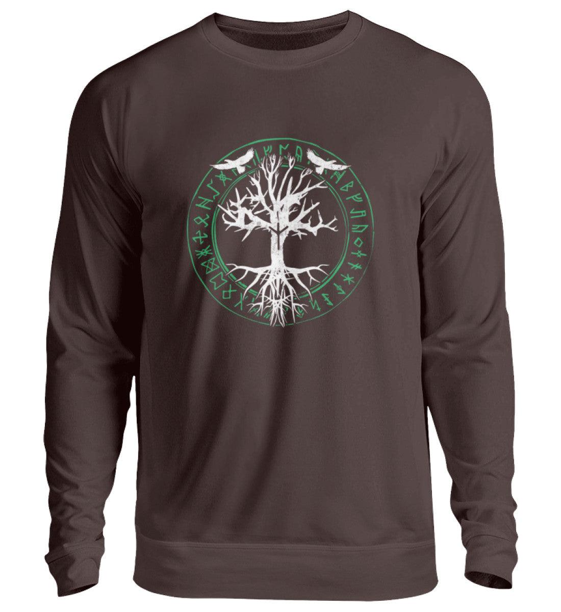 Wikinger Sweatshirt Odins Raben Weltenbaum mit Runenkreis - Nordic Viking Wear