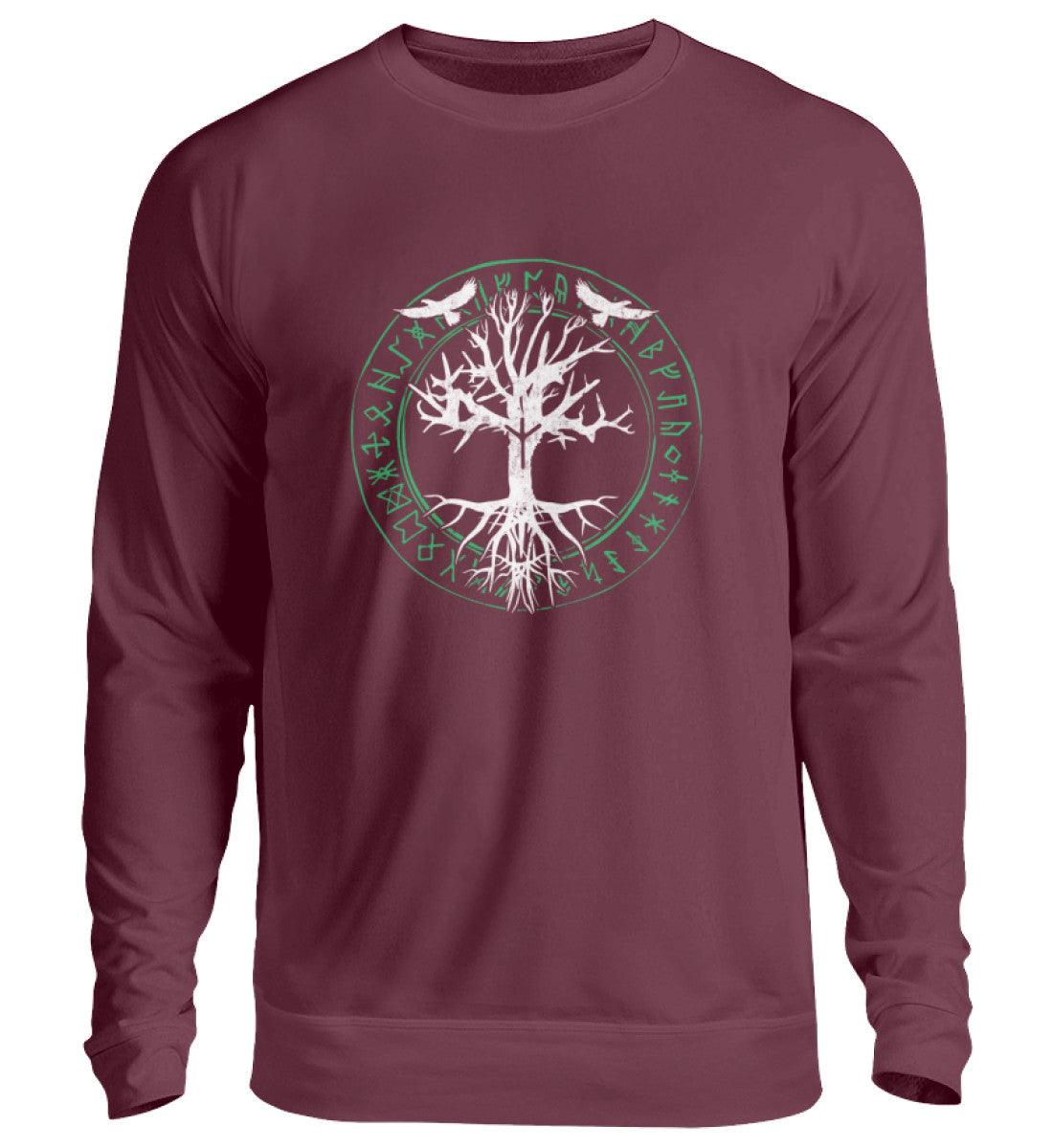 Wikinger Sweatshirt Odins Raben Weltenbaum mit Runenkreis - Nordic Viking Wear