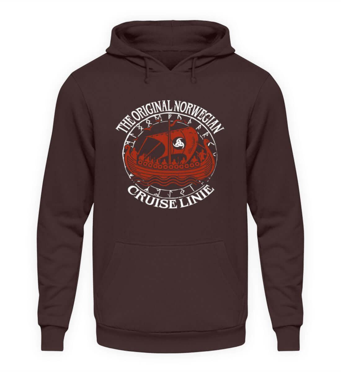 "Nordische Legenden: 'Original Norwegian Cruise' Wikinger Kapuzenpullover Hoodie– Segel die Mythen" - Nordic Viking Wear