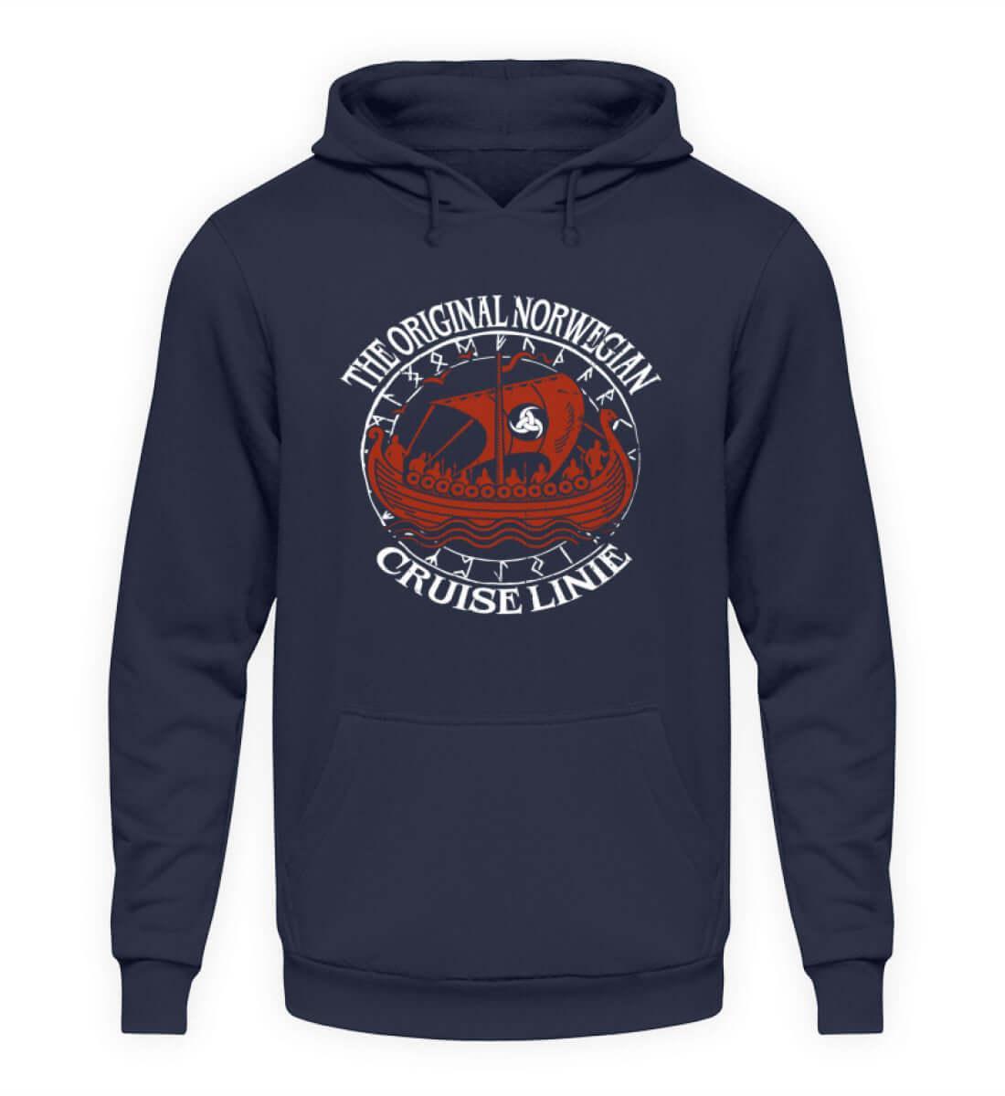 "Nordische Legenden: 'Original Norwegian Cruise' Wikinger Kapuzenpullover Hoodie– Segel die Mythen" - Nordic Viking Wear