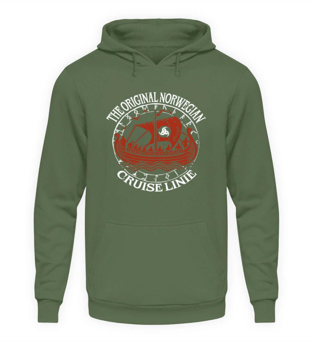 "Nordische Legenden: 'Original Norwegian Cruise' Wikinger Kapuzenpullover Hoodie– Segel die Mythen" - Nordic Viking Wear