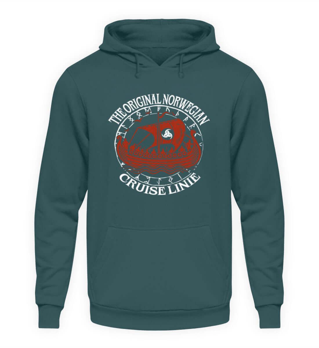 "Nordische Legenden: 'Original Norwegian Cruise' Wikinger Kapuzenpullover Hoodie– Segel die Mythen" - Nordic Viking Wear