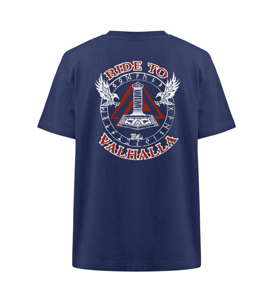 Ride to Valhalla Heavy Oversized T-Shirt – Wikinger Design mit Thors Hammer und Runen - Nordic Viking Wear