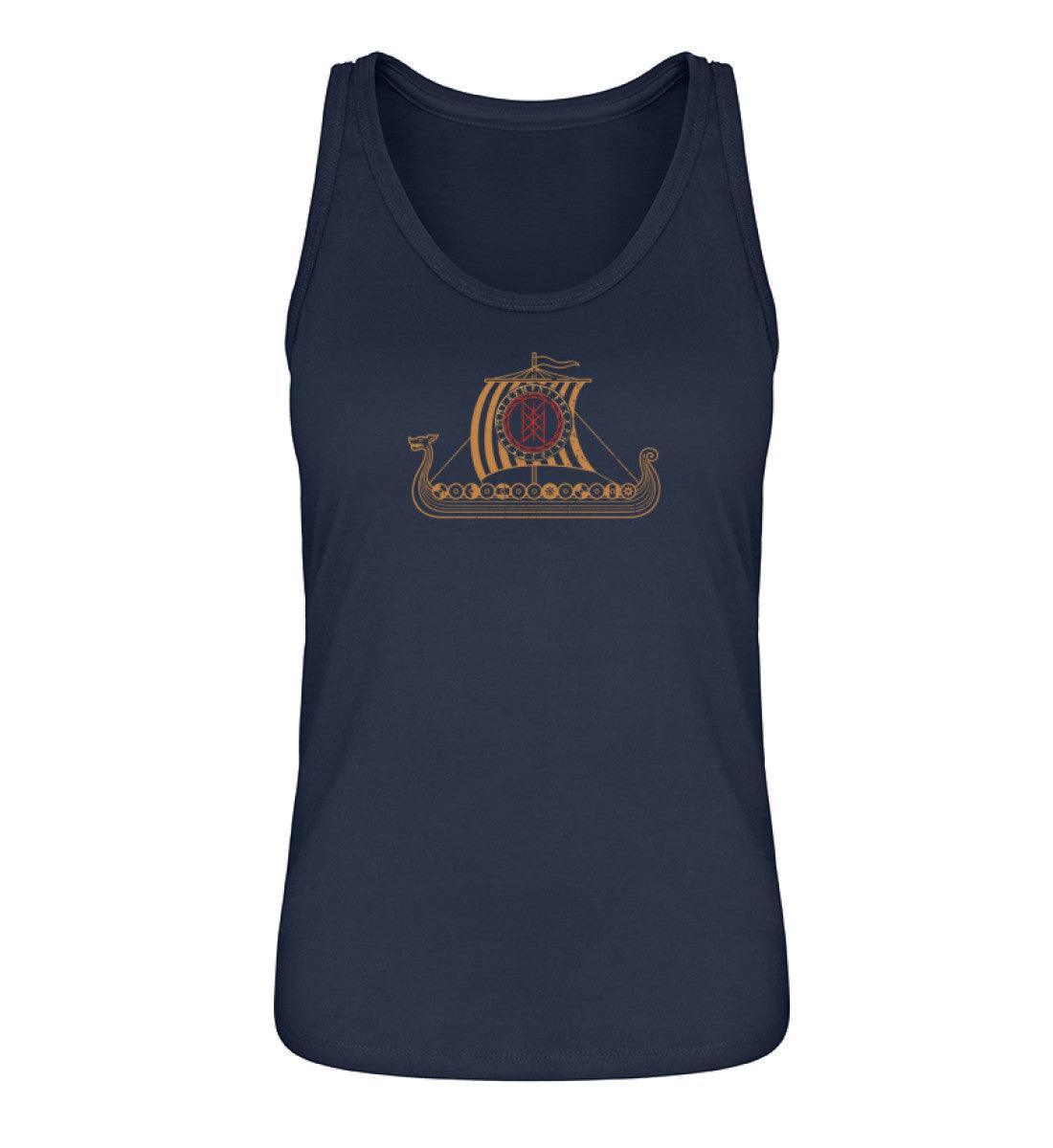 Wikinger Drachenschiff Tanktop mit Wyrd-Web Schild - Langschiff Segler Tee - Mystisches Nordisches Web - Nordic Viking Wear