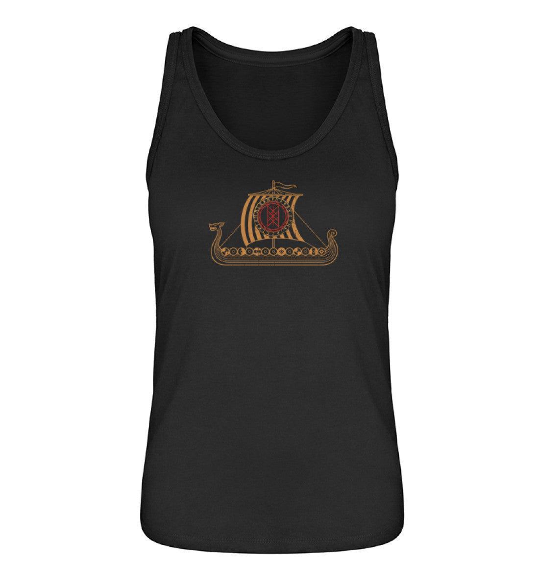 Wikinger Drachenschiff Tanktop mit Wyrd-Web Schild - Langschiff Segler Tee - Mystisches Nordisches Web - Nordic Viking Wear