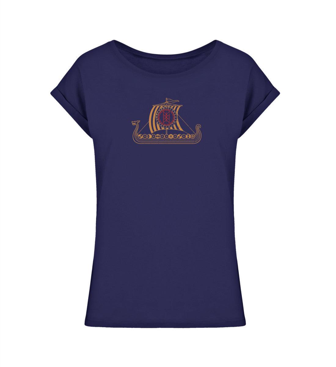 Schildmaiden Extended Shirt – „Nordisches Wikingerschiff mit Runen-Siegel“ - Nordic Viking Wear