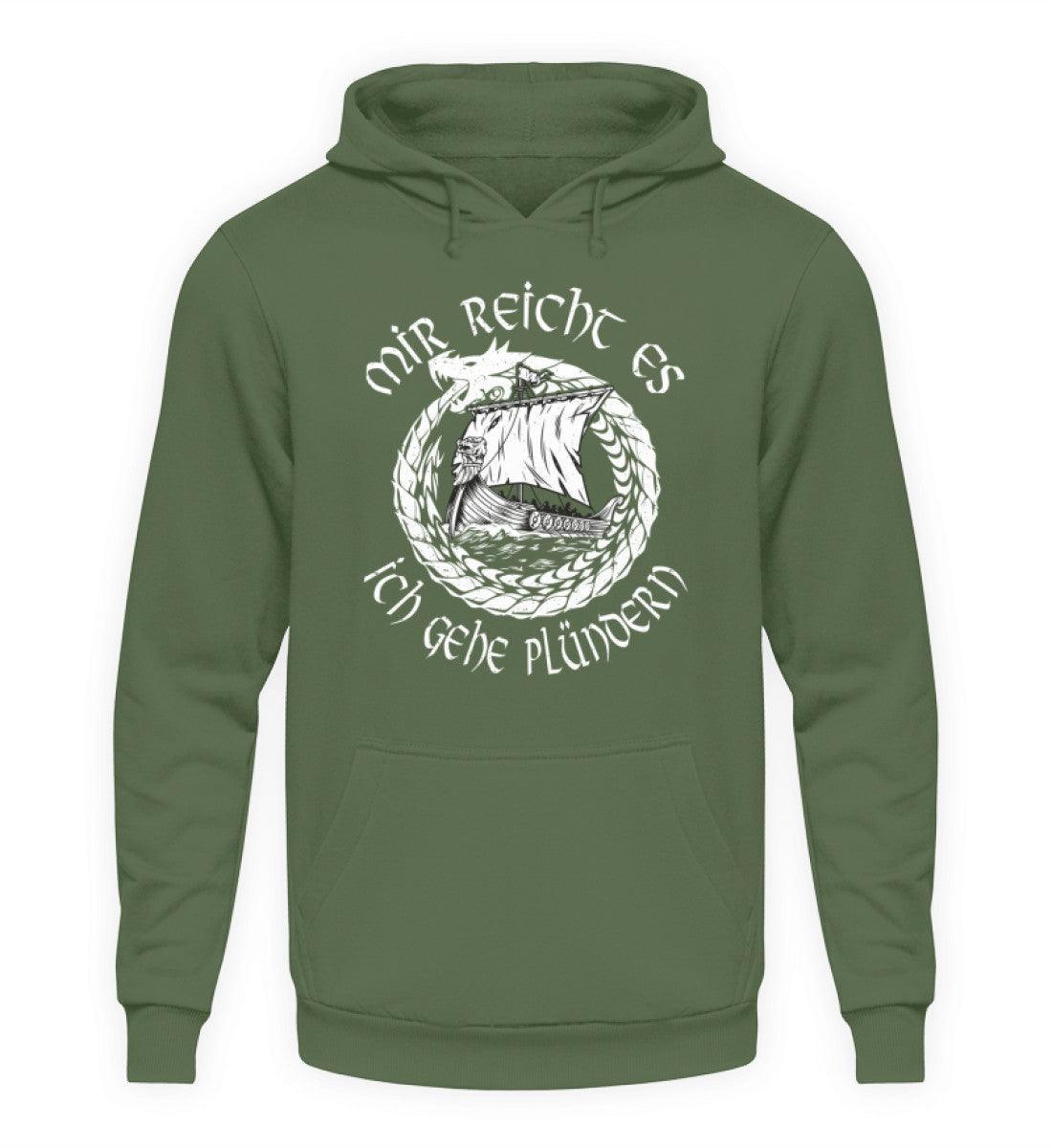 Wikinger-Plünderer Hoodie – "Mir reicht's, ich gehe plündern" – Drachenschiff-Design - Nordic Viking Wear