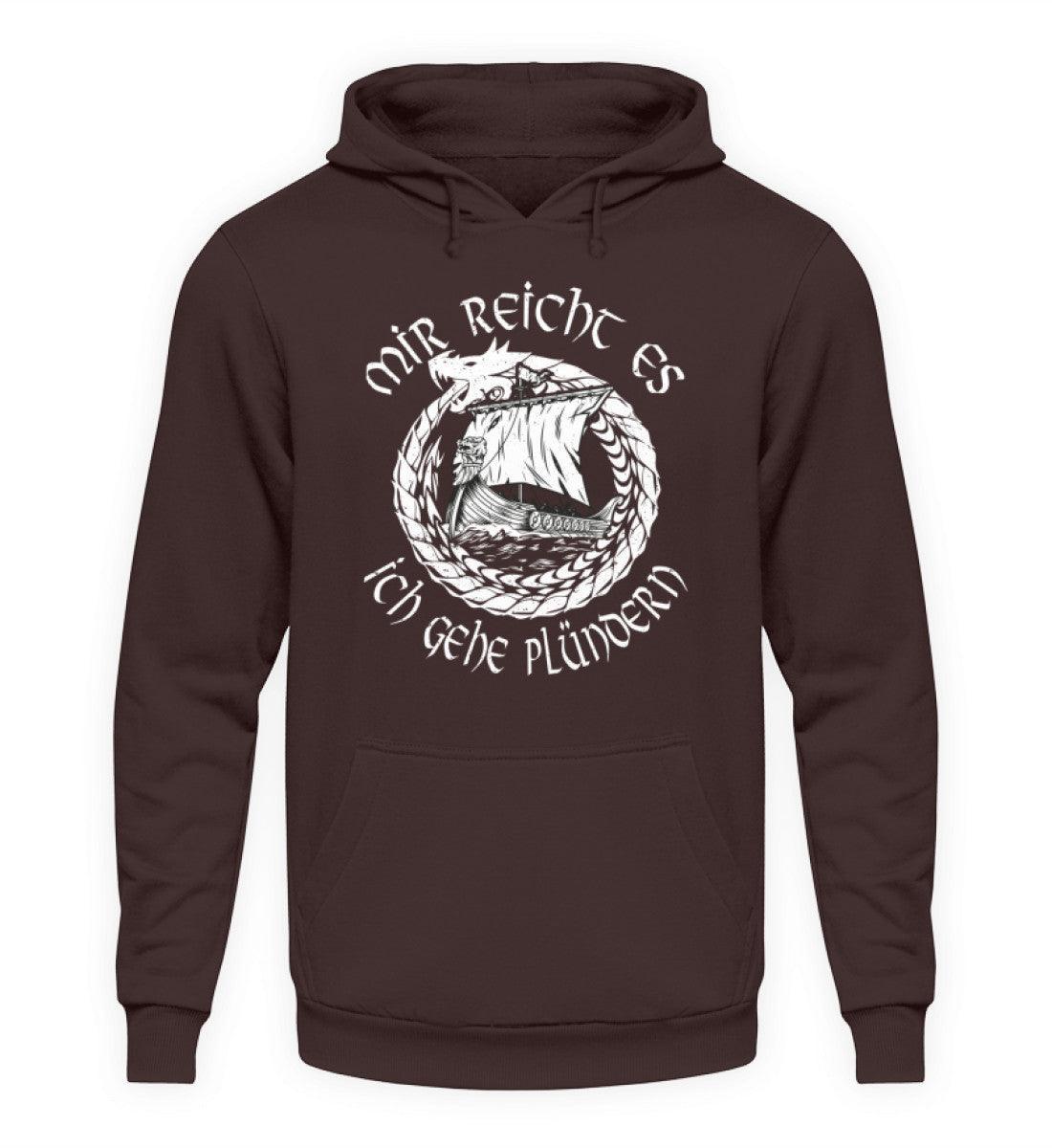 Wikinger-Plünderer Hoodie – "Mir reicht's, ich gehe plündern" – Drachenschiff-Design - Nordic Viking Wear