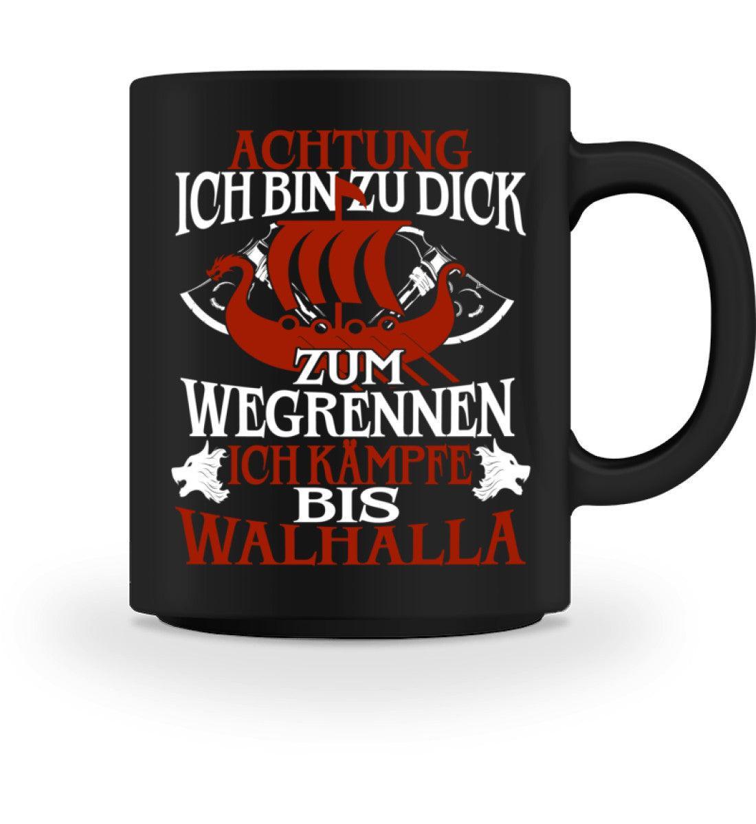 Viking-Inspirierte Kaffeetasse - "Achtung! Ich Kämpfe bis Walhalla" Design - Ideal für Skandinavien-Enthusiasten - Nordic Viking Wear